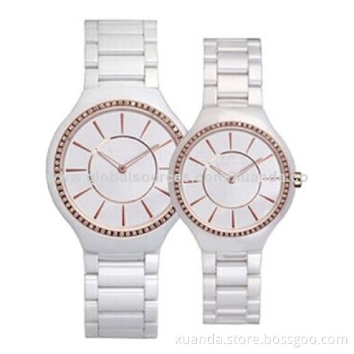 Fashion watch, ceramic case, japan movt, white dial watch for lover style